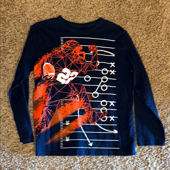 The Children's Place Blue and Orange Long Sleeve Tee with Bold Sports Graphic - Picture 1 of 3